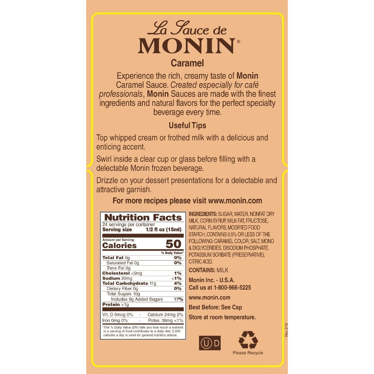 Monin Caramel Squeeze Bottle Sauce 355ml