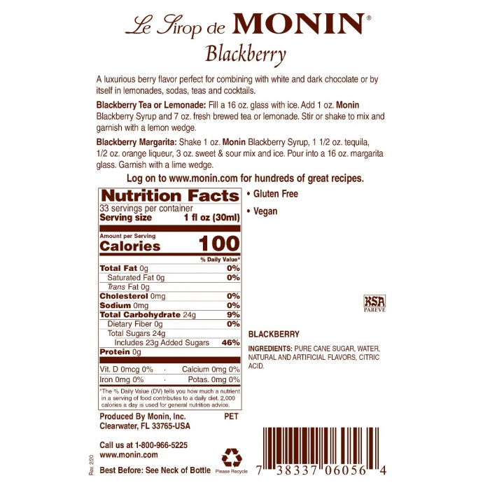 Monin Blackberry Syrup 750mL