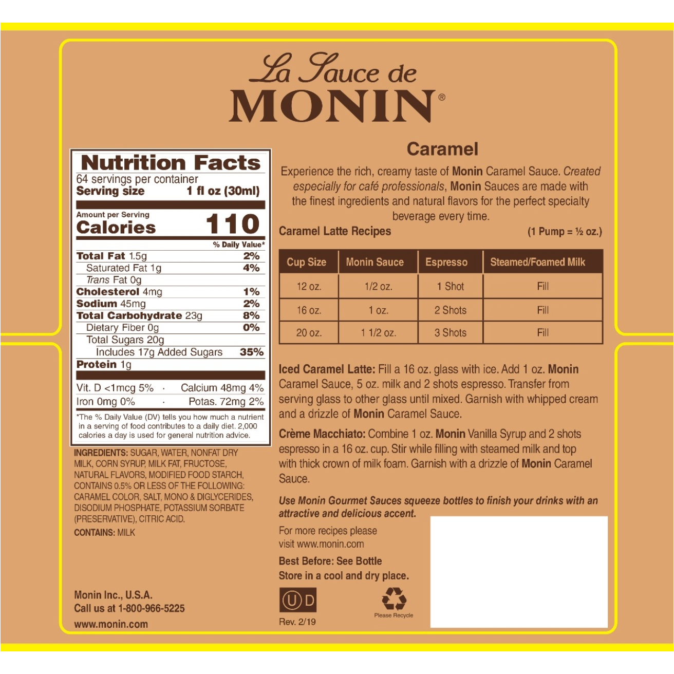 Monin Caramel Sauce 1.89L