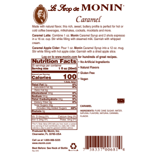 Monin Caramel Syrup 750mL