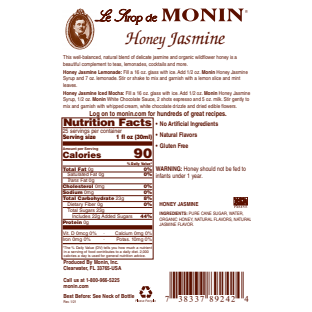 Monin Honey Jasmine Syrup 750mL