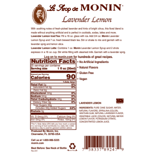 Monin Lavender Lemon Syrup 750mL