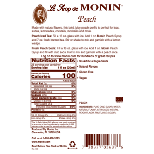 Monin Peach Syrup 750mL