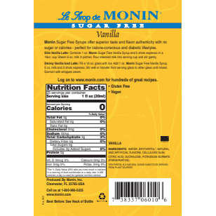 Monin Sugar Free Vanilla Syrup 750mL