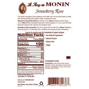 Monin Strawberry Rose Syrup 750mL