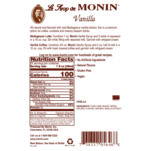 Monin Vanilla Syrup 750mL